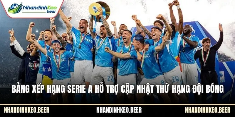 Bảng xếp hạng Serie A hỗ trợ cập nhật thứ hạng đội bóng