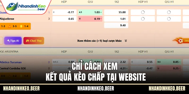 Chỉ cách xem kết quả kèo chấp tại website